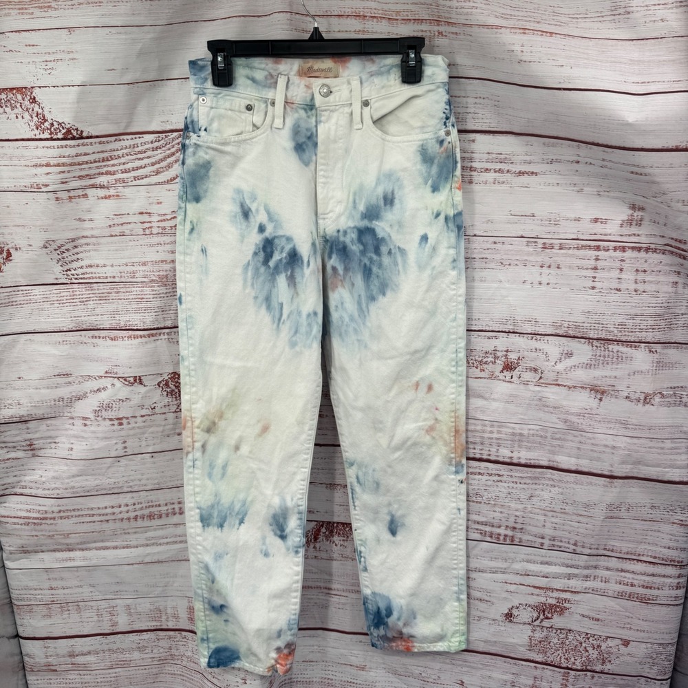Madewell Jeans Womens Size 25 The Dad Jean Tie Dye Straight Leg Cropped Denim